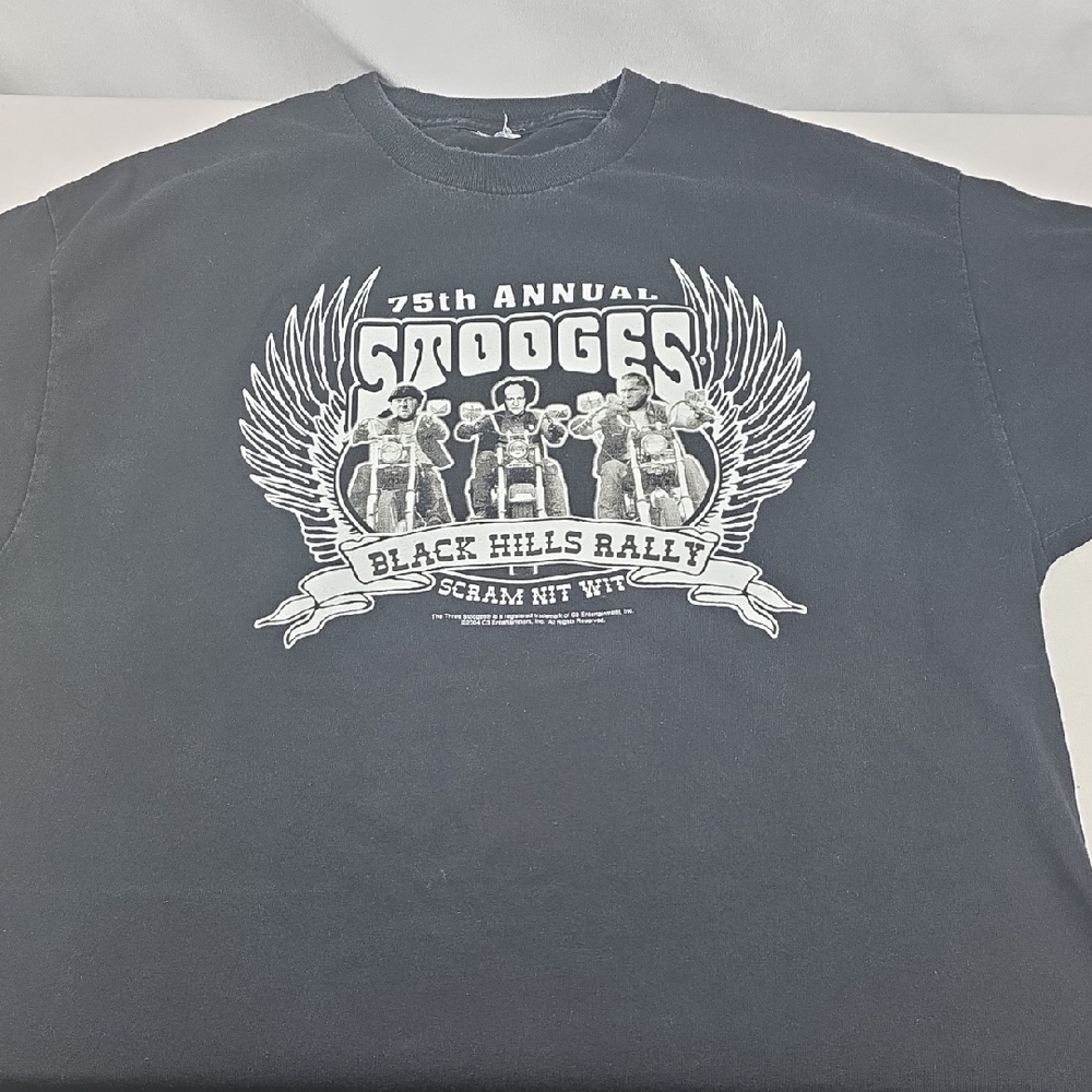 Vintage 75th Annual‎ 3 Stooges Harley Davidson Black Hills Rally Tshirt XL G14
